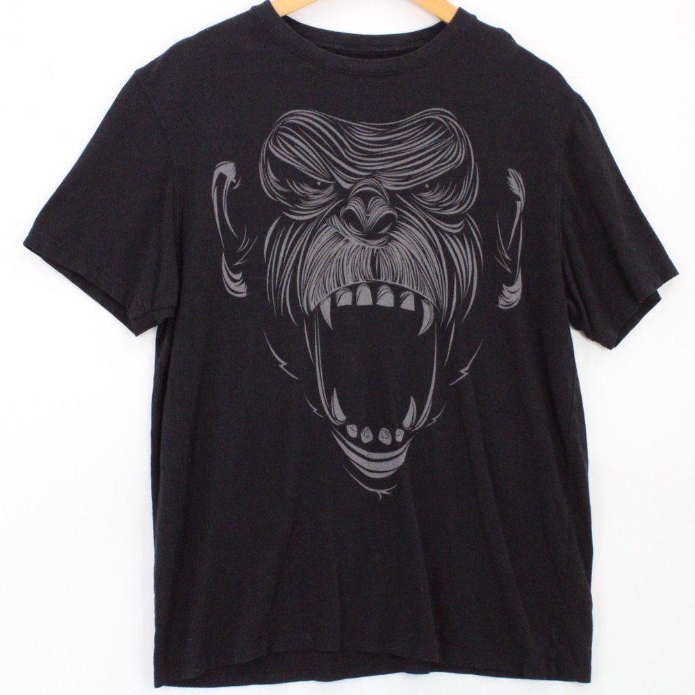 ONNIT Shirt Mens Black Short Sleeve Devil Gorilla Graphic Logo Medium M